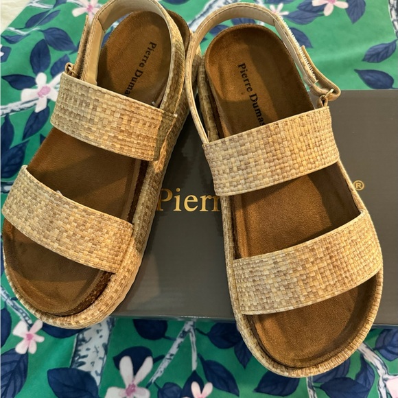 BRAND NEW IN BOX-Max-1 Natural Combo Pierre Dumas Wedge Sandals-SIZE 8 - Picture 6 of 7